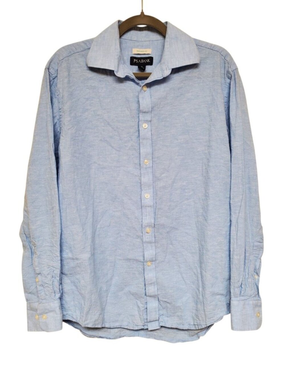 Jos. A. Bank Tailored Fit Men's Light Blue Linen Blend Long Sleeve Button Up M